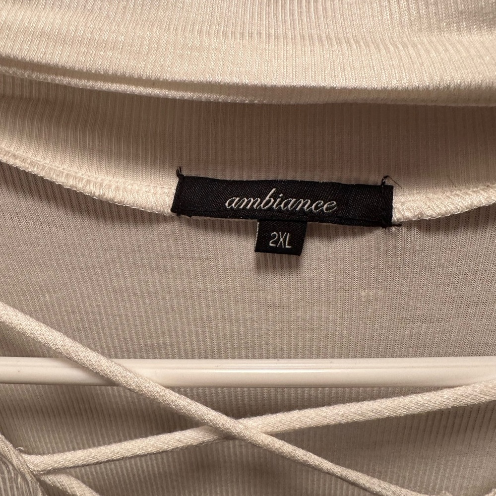 Ambiance White Crisscross V-Neck Top - Picture 2 of 5